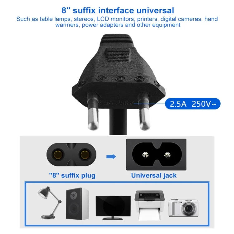S-PC-09851_2.webp 2 Prong Style EU Notebook Power Cord, Cable Length: 1.5m - Image 3
