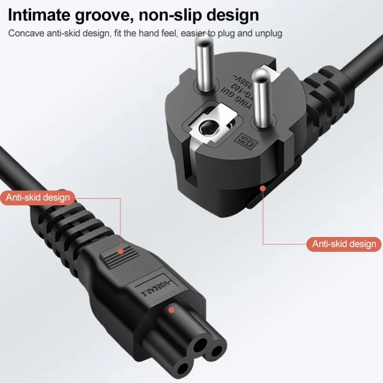 S-PC-0997_5.webp High Quality 3 Prong Style EU Notebook AC Power Cord, Length: 1.8m - Image 6