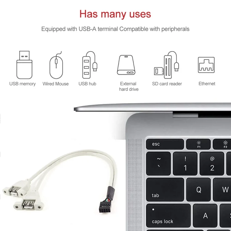 S-PC-1047_2.webp 9 Pin Internal Header to 2x USB 2.0 AF Mount Pannel Cable, Length: 30cm - Image 3