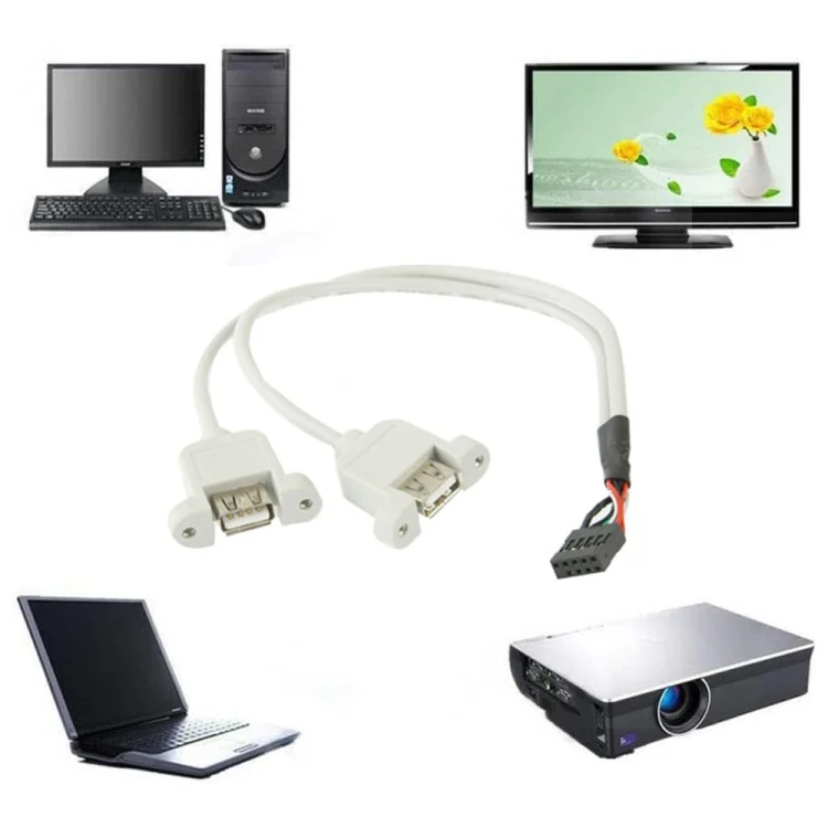 S-PC-1047_3.webp 9 Pin Internal Header to 2x USB 2.0 AF Mount Pannel Cable, Length: 30cm - Image 4