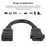 18cm 19 Pin Female to Female HDMI Cable(Black) - Image 3