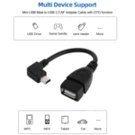 90 Degree Mini USB Male to USB 2.0 AF Adapter Cable with OTG Function, Length: 13cm(Black) - Image 5