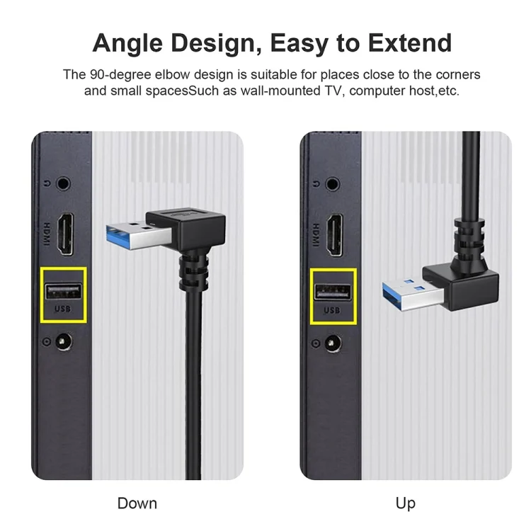 S-PC-2214_3.webp USB 3.0 Down Angle 90 degree  Extension Cable Male to Female Adapter Cord, Length: 15cm - Image 4