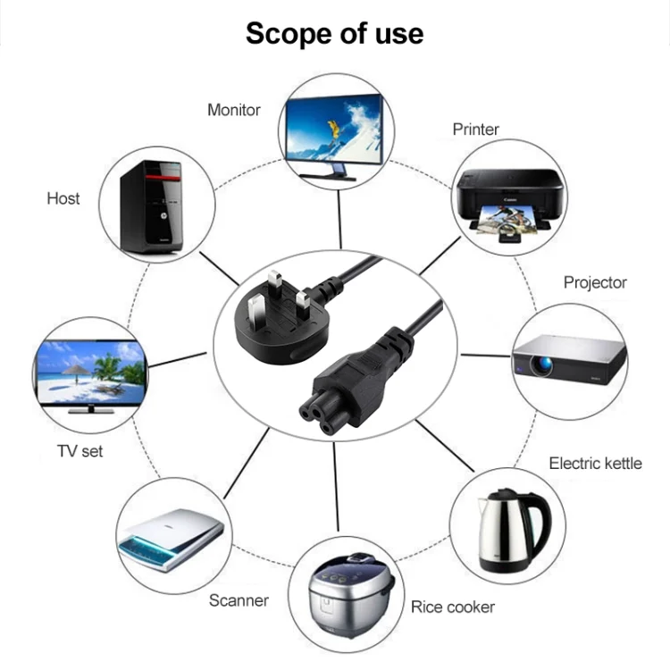 S-PC-2901_4.webp High Quality 3 Prong Style UK Notebook AC Power Cord, Length: 1.5m - Image 5