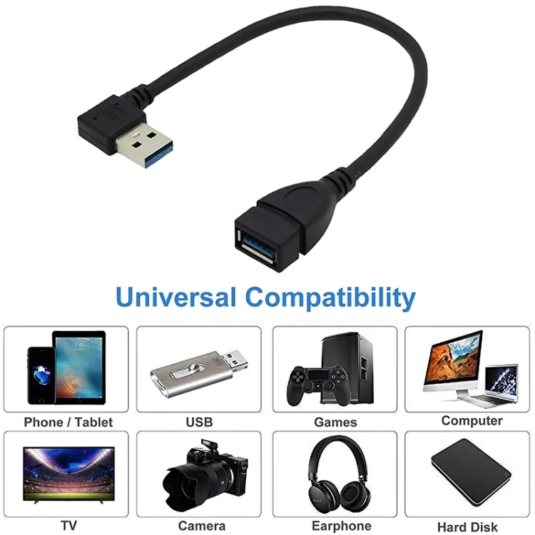 S-PC-3210_3.webp USB 3.0 Right Angle 90 Degree Extension Cable Male to Female Adapter Cord, Length: 18cm - Image 4