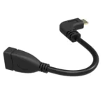 16cm Gold Plated Mini HDMI Male to HDMI 19 Pin Female Cable, 90 Degree Right Angle - Image 2