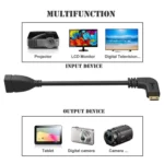 16cm Gold Plated Mini HDMI Male to HDMI 19 Pin Female Cable, 90 Degree Right Angle - Image 5