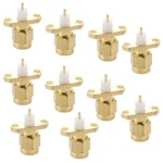 10 PCS Gold Plated SMA Male 2 Holes Panel Mount Short Dielectric Solder Connector Adapter - Image 4