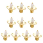 10 PCS Gold Plated SMA Female 4 Holes Chassis Panel Mount Extended Dielectric Solder Connector Adapter - Image 4