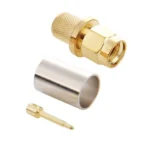 10 PCS Gold Plated SMA Male Plug Crimp RF Connector Adapter for RG58 / RG142 / LMR195 Cable - Image 2