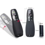 Multimedia Presenter with Laser Pointer & USB Receiver for Projector / PC / Laptop, Control Distance: 15m (R400)(Black) - Image 7