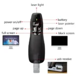 Multimedia Presenter with Laser Pointer & USB Receiver for Projector / PC / Laptop, Control Distance: 15m (R400)(Black) - Image 8