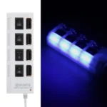 4 Ports USB Hub 2.0 USB Splitter High Speed 480Mbps with ON/OFF Switch, 4 LED(White) - Image 2