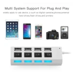 4 Ports USB Hub 2.0 USB Splitter High Speed 480Mbps with ON/OFF Switch, 4 LED(White) - Image 4