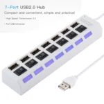 7 Ports USB Hub 2.0 USB Splitter High Speed 480Mbps with ON/OFF Switch / 7 LEDs - Image 6