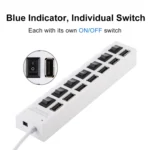 7 Ports USB Hub 2.0 USB Splitter High Speed 480Mbps with ON/OFF Switch / 7 LEDs - Image 9