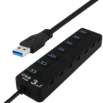 7 Ports USB 3.0 Hub with Individual Switches for each Data Transfer Ports(Black) - Image 2