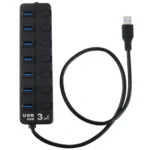 7 Ports USB 3.0 Hub with Individual Switches for each Data Transfer Ports(Black) - Image 3