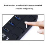 7 Ports USB 3.0 Hub with Individual Switches for each Data Transfer Ports(Black) - Image 4