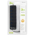 7 Ports USB 3.0 Hub with Individual Switches for each Data Transfer Ports(Black) - Image 5