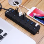 7 Ports USB 3.0 Hub with Individual Switches for each Data Transfer Ports(Black) - Image 6