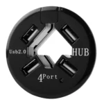 4 Ports USB HUB 2.0 USB Splitter Adapter with Anti Dust Cup(Black) - Image 2