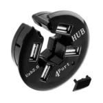 4 Ports USB HUB 2.0 USB Splitter Adapter with Anti Dust Cup(Black) - Image 3