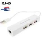 1 Port USB Network With 3 Port USB Hub To Female RJ45 Ethernet Lan Adapter Card(White) - Image 2