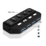 4 Ports USB 3.0 Hub with Individual Switches for each Data Transfer Ports(Black) - Image 3