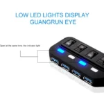4 Ports USB 3.0 Hub with Individual Switches for each Data Transfer Ports(Black) - Image 6