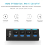 4 Ports USB 3.0 HUB, Super Speed 5Gbps, Plug and Play, Support 1TB - Image 5