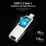 Netac U782C 128GB USB-C / Type-C + USB 3.0 360 Degrees Rotation Zinc Alloy Flash Drive OTG U Disk - Image 6