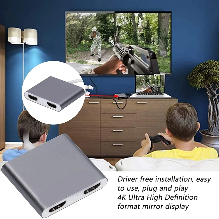 SAS5567_5.webp 4K Ultra HD Dual HDMI Interface Output to USB-C / Type-C Adapter - Image 6
