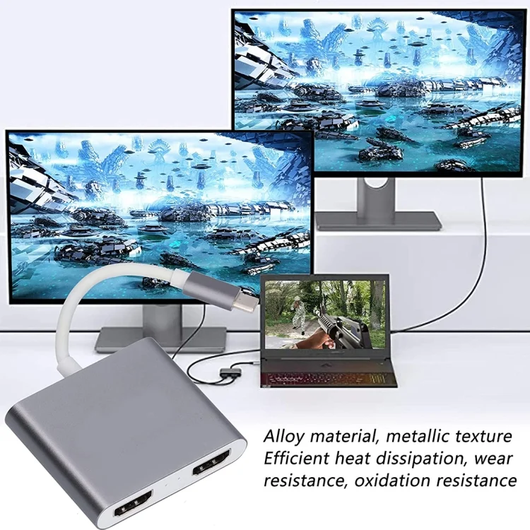 SAS5567_6.webp 4K Ultra HD Dual HDMI Interface Output to USB-C / Type-C Adapter - Image 7