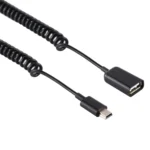 Mini 5 Pin Male to USB Female Laptop Spring Charging Cable - Image 3