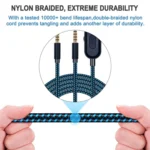 ZS0162 Wired Control Version Gaming Headset Audio Cable for Logitech Astro A10 A40 A30 - Image 3