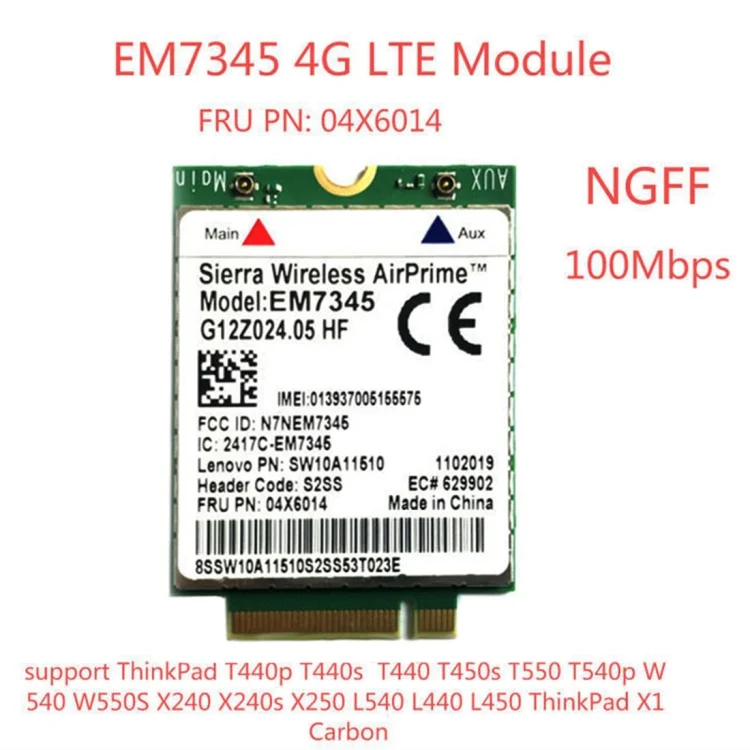 SP5211_3.webp EM7345 4G Module NGFF M.2 WWAN Card 04 x 6014 4G LTE / HSPA + 42Mbps Card for Lenovo IBM / ThinkPad T450 / X240 - Image 4