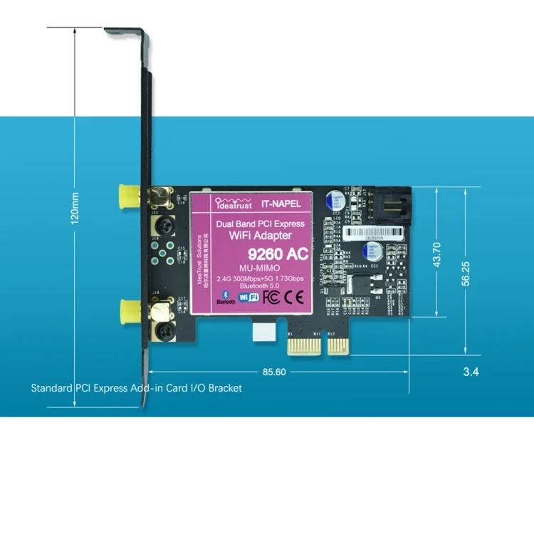 SP5213_3.webp 9260NGW Brand New for Intel Dual Band Wireless-AC 9260AC Bluetooth 5.0 5G 1730Mbps Wifi Network Card PK 8265 / 7260 / 8260 - Image 4