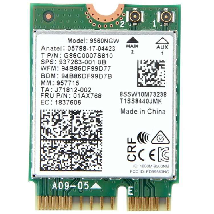 SP5216_1.webp 9560NGW Dual Band 1.73Gbps Wireless for Intel 9560ac NGFF Key E Wifi Card 8020.11ac Bluetooth 5.0 Laptop for Windows 10 - Image 2