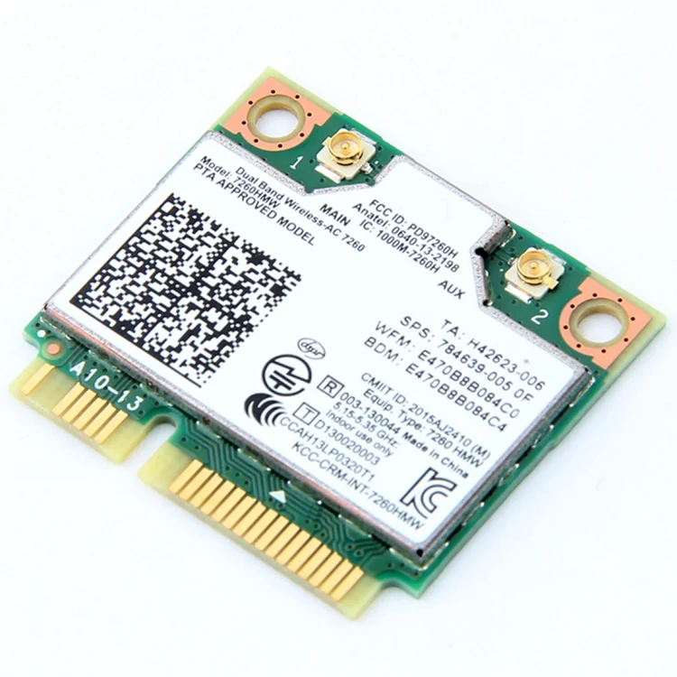 SP5218_3.webp Dual Band Wireless Wifi Card for Intel 7260HMW Mini PCI-E 2.4G / 5Ghz WLAN Bluetooth 4.0 Wifi Card 802.11 ac / a / b / g / n - Image 4