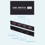 2x4 USB Switch 2 Port PCs Sharing 4 Devices for Printer Keyboard Mouse Monitor - Image 10