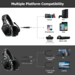 ONIKUMA K20 PS4 Surround Sound Bass PC Gamer Headphone with Microphone, RGB Light - Image 4