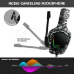 ONIKUMA K20 PS4 Surround Sound Bass PC Gamer Headphone with Microphone, RGB Light - Image 5