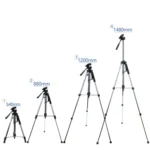 L-1200 Camera Tripod Live Broadcast Bracket For Mobile Phones, Cameras, Projectors 55-148CM Universal Adjustable Tripod (Silver) - Image 6