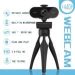 B1 4 Million Pixels 2K Resolution HD 1080P 360 Degrees Rotation Webcam with Mic & Tripod - Image 5