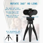 B1 4 Million Pixels 2K Resolution HD 1080P 360 Degrees Rotation Webcam with Mic & Tripod - Image 8