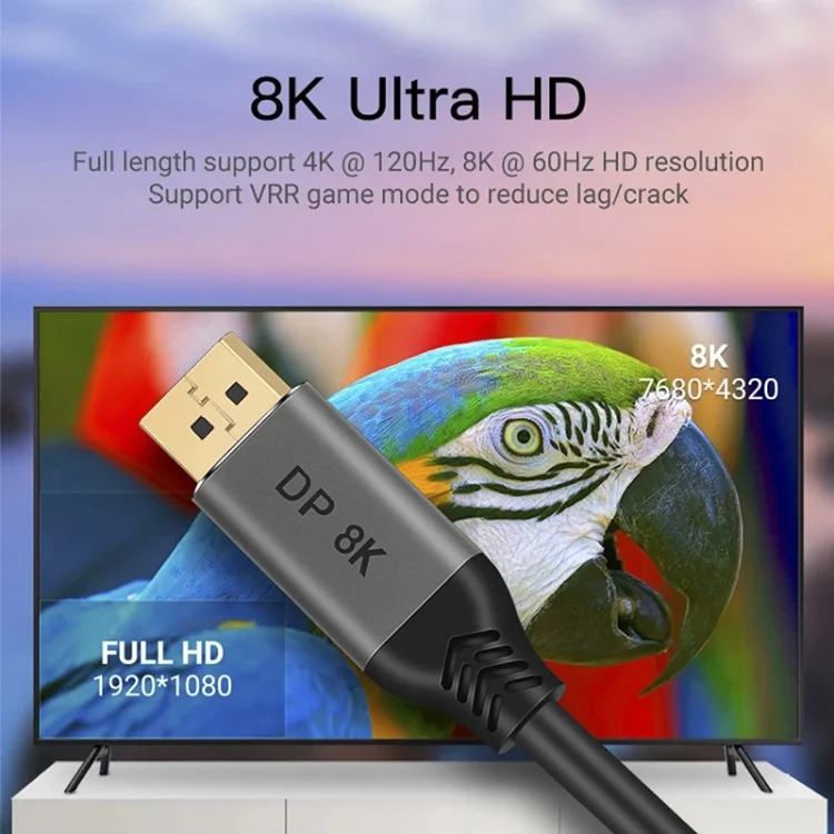 SYA0014336_5.webp DisplayPort 1.4 8K HDR 60Hz 32.4Gbps DisplayPort Cable for Video / PC / Laptop / TV, Cable Length: 1m - Image 6