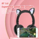 BK9 HiFi 7.1 Surrond Sound Cat Claw Luminous Cat Ear Bluetooth Gaming Headset with Mic - Image 3