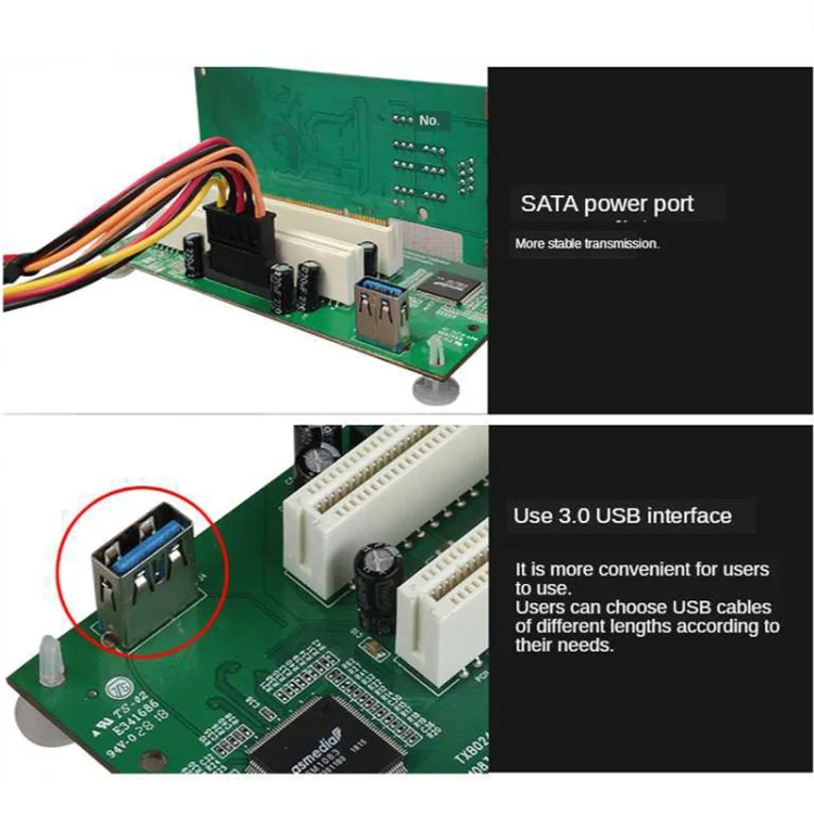 SYA0016949_4.webp PCIe to Dual PCI Slot Adapter Card USB 3.0 Expansion Card - Image 5