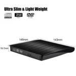 USB 3.0 Brushed External CD / DVD-RW Optical Drive Player - Image 3